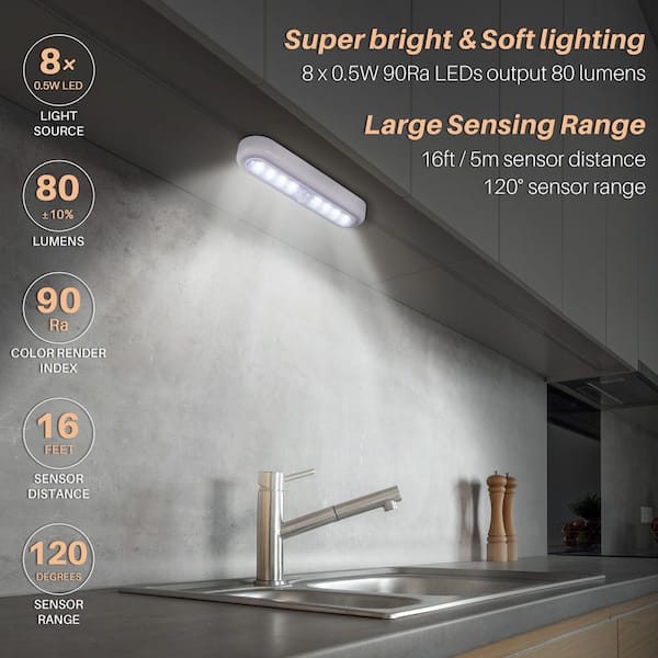 Lukyamzn Cool White LED Motion Sensor Stick-on Light Lamp for