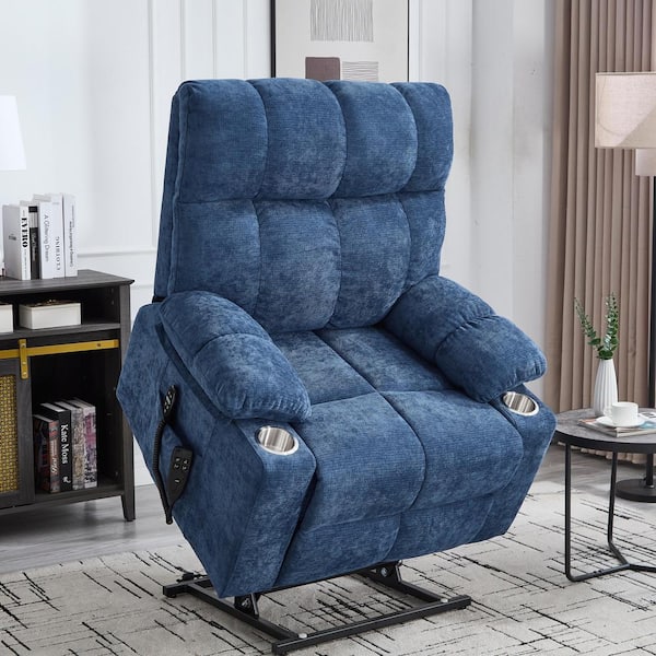 aisword Blue Premium Dual Motor Chenille Power Lift Recliner with