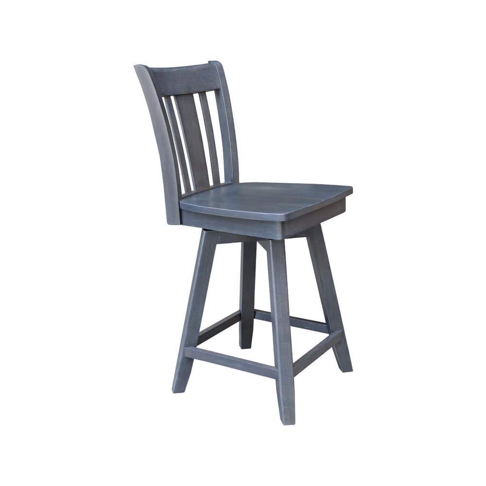 Heather Gray Solid Wood Swivel Counter Height Stool