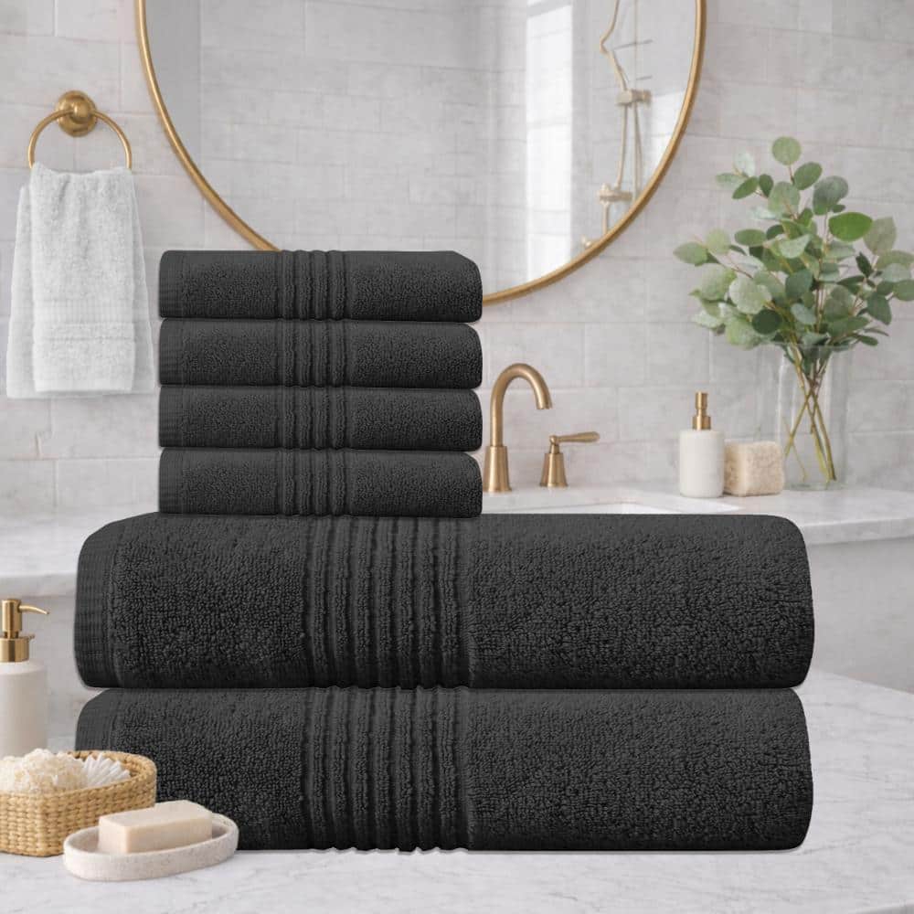 Home Weavers Hazel 500GSM 100% Cotton Zero Twist Super Absorbent Bath Towel Set, 16x24 (4), 27x54 (2), Black price history on PriceWatchPro