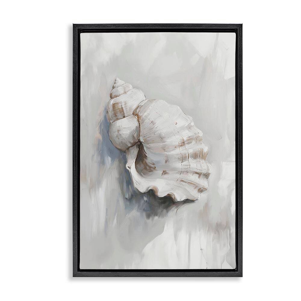 Neutral Curved Seashell by Ramona Murdock Black Floater Frame Animal Graphic Art Print 31 in. x 21 in. price history on PriceWatchPro