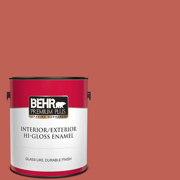 BEHR PREMIUM PLUS 1 gal. #190D-6 Red Jalapeno Hi-Gloss Enamel Interior/Exterior Paint