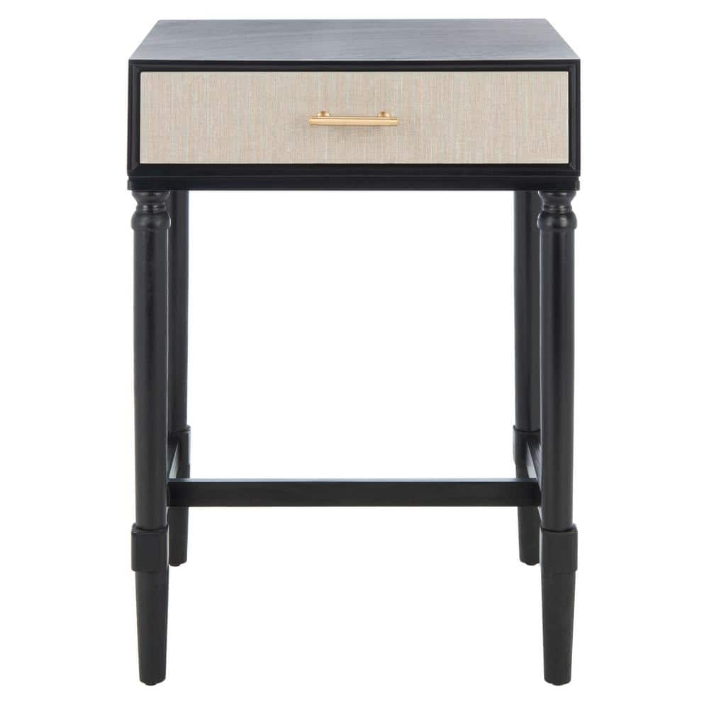 Estella Rustic Black Wood & Metal 1-Drawer Accent Table