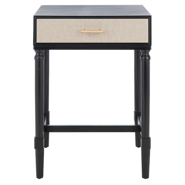 SAFAVIEH Estella 19 in. Black Rectangle Wood Storage End Table