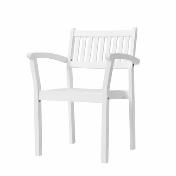 HomeRoots Amelia White Wood Arm Chair Set of 2