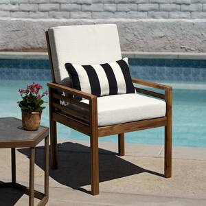 Textured Solid Bone Outdoor Highback Dining Chair Cushion