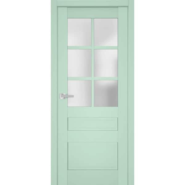 7339 36 in. x 96 in. Right-Hand/Inswing Solid Frosted Glass Oliva Single Prehung Interior Door with Hardware