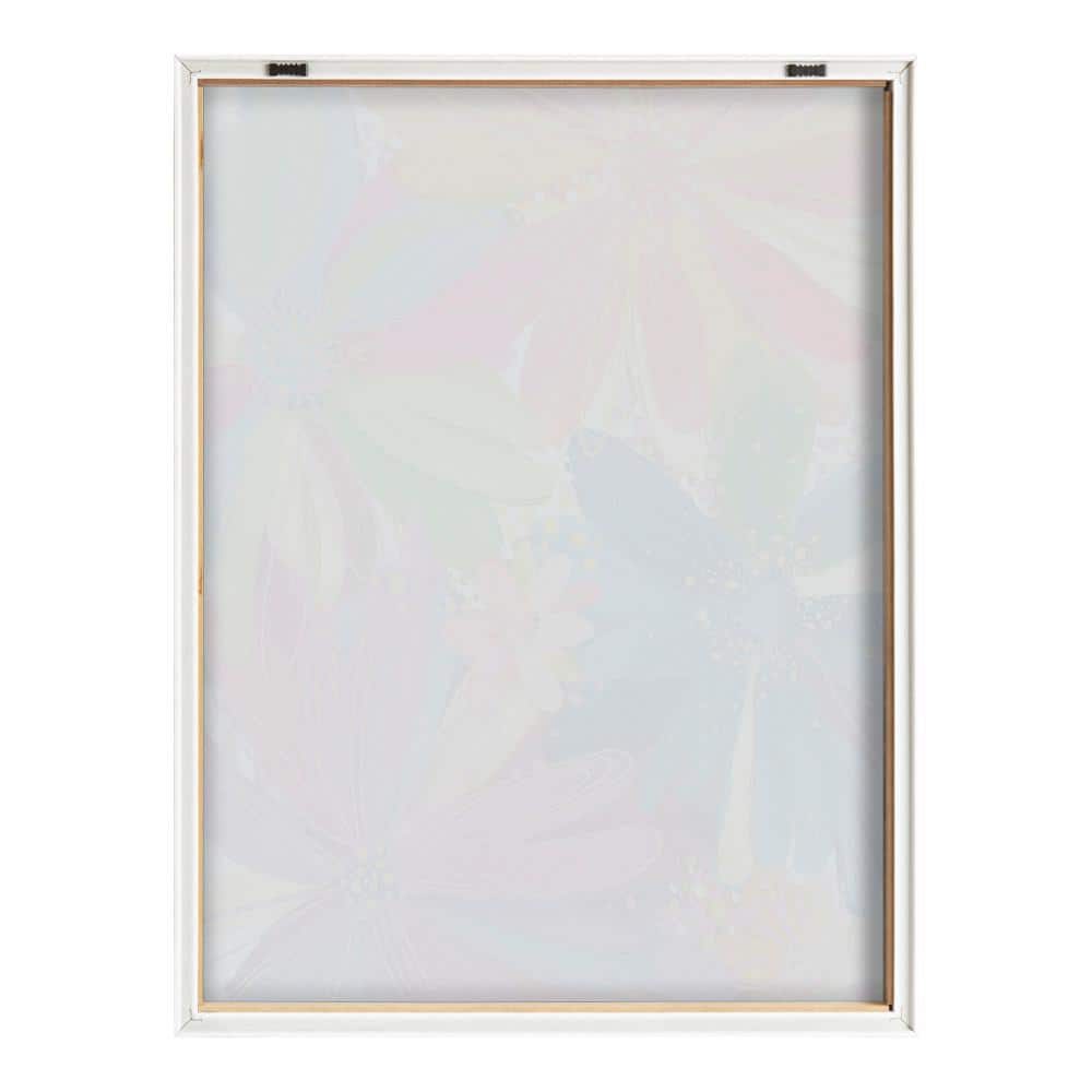 Colorful Tropical Floral Print on Glass with Natural Frame