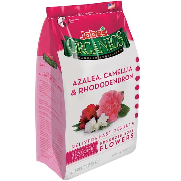 Jobe's Organics 4 lb. Organic Azalea, Camellia, Rhododendron Plant Food Fertilizer with Biozome, OMRI Listed
