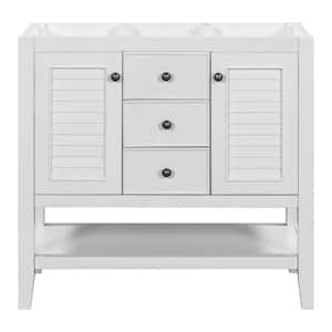 36 in. W x 18 in. D x 33.4 in. H Bath Vanity Cabinet without Top in White with Open Storage Shelf, 2-Drawers and 2-Door