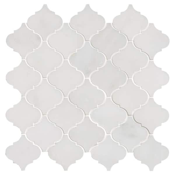 MSI Greecian White Arabesque 12 in. x 12 in. x 10 mm Polished Marble Mosaic Floor and Wall Tile (10 sq. ft./case)