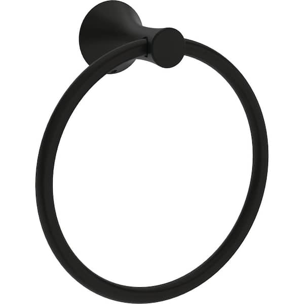 Delta Greydon Wall Mounted Round Closed Towel Ring Bath Hardware Accessory in Matte Black