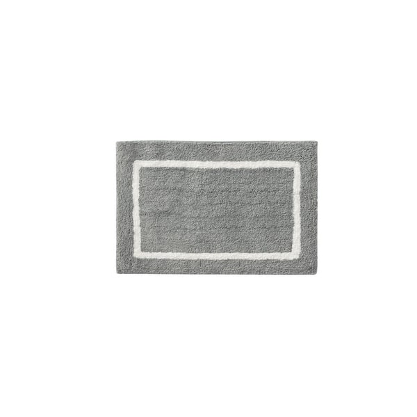 Madison Park Renu 21 in. x 34 in. Gray Reversible High Pile Tufted Microfiber Rectangle Bath Rug