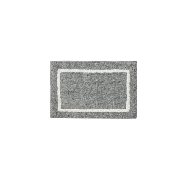 Renu 21 in. x 34 in. Gray Reversible High Pile Tufted Microfiber Rectangle Bath Rug