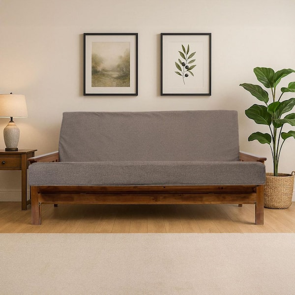 GJQKDY 74 × 54 in. Armless Polyester Rectangle Convertible Removeable Covers Memory Sofa  in Mushroom Taupe