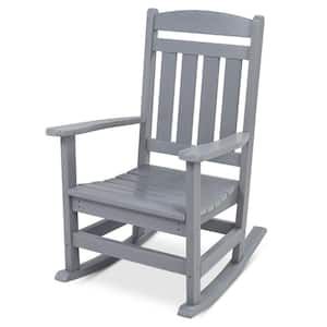 Gray All-Weather Plastic Outdoor Rocking Chair Porch Rocker w/300lb Weight Capacity