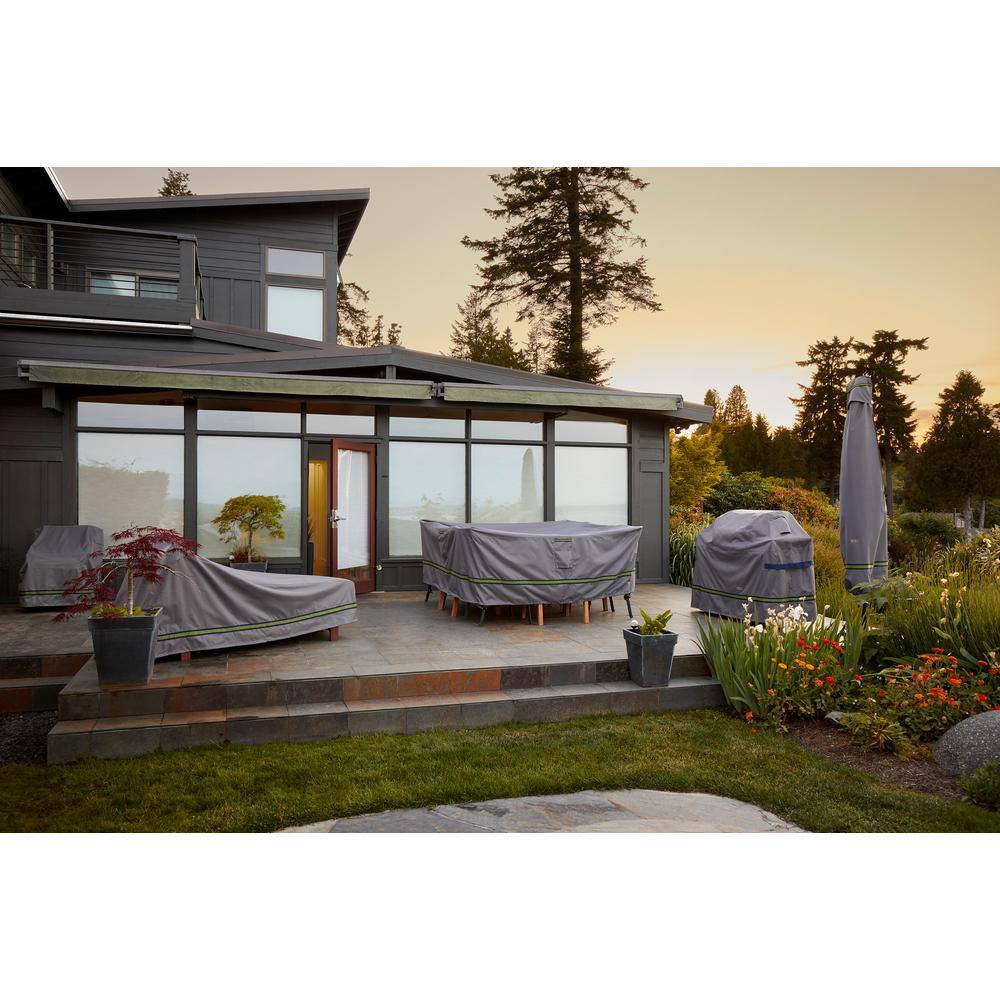 Gray Waterproof Outdoor Patio Sofa Cover with Sporty Webbed Accent