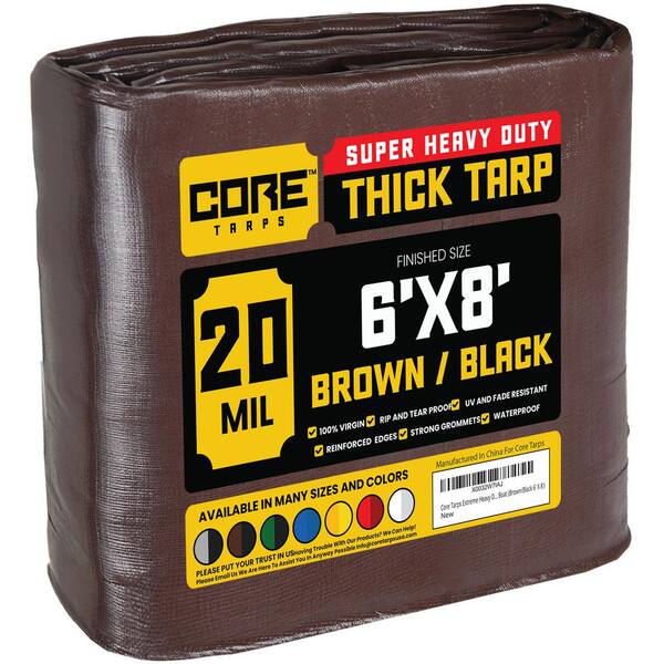 CORE TARPS 6 ft. x 8 ft. Brown and Black Polyethylene Heavy Duty 20 Mil