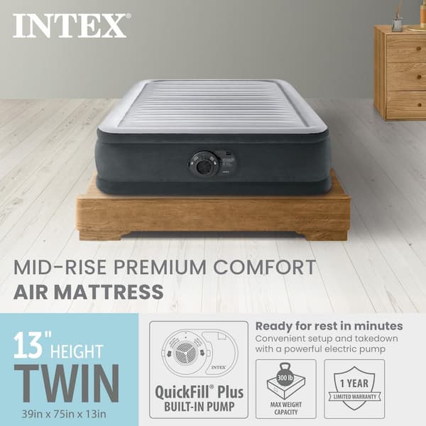 Comfort Deluxe Dura-Beam Plush Airbed Mattress with Built-In Pump, Twin