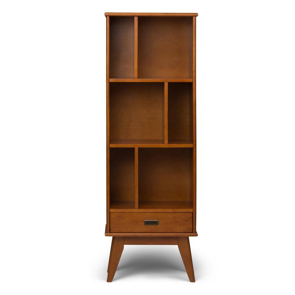 Draper Mid Century Solid Teak Brown Bookcase with Storage