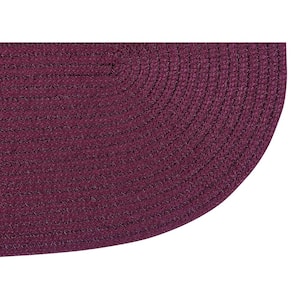 Country Braid Collection Burgundy Solid 96" x 132" Oval 100% Polypropylene Reversible Solid Area Rug