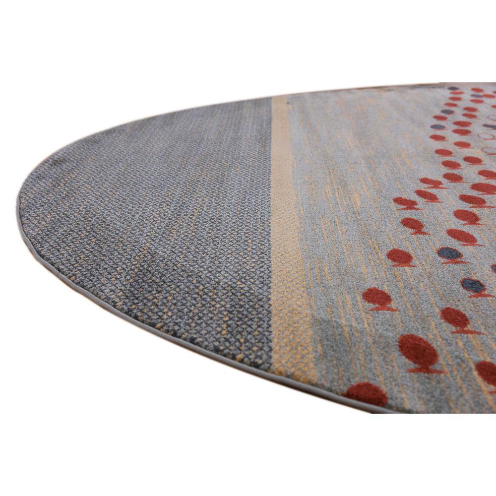Blue and Light Blue Round Synthetic Easy Care Rug
