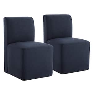 Idina Insignia Blue Fabric Side Chair with Casters (Set of 2)