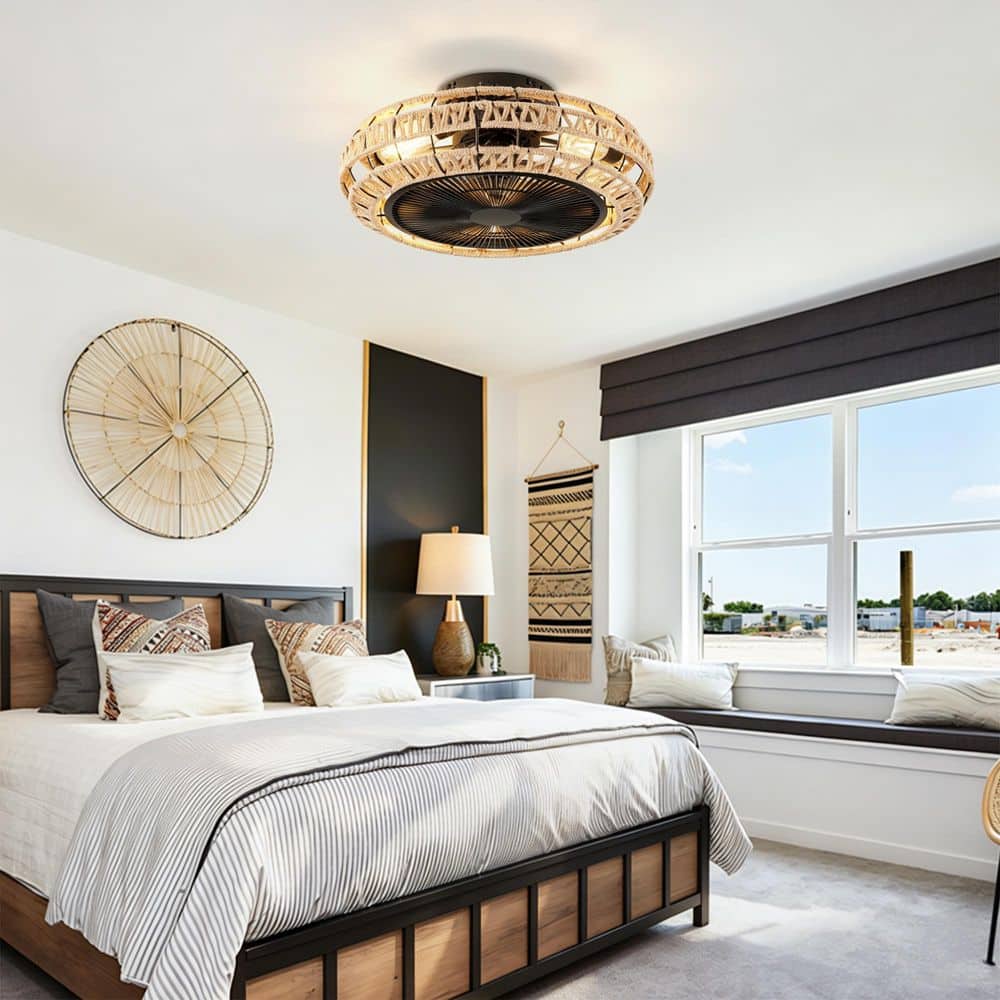 "20"" Black Bamboo Ceiling Fan With Remote Control ,6 Speed, DC Motor Reversible For Living Room, Bedroom--NOT BULBS" price history on PriceWatchPro