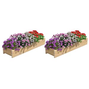 46 in. x 11 in. x 7 in. Cedar Wood Planter Box with Rail Mount Brackets (2-Pack)