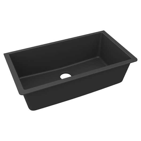 Elkay Quartz Classic 33 in. Undermount Single Bowl Matte Black Granite/Quartz Composite Kitchen Sink Only