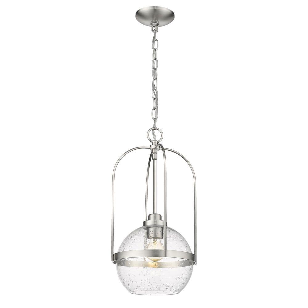 Devonshire Classic Globe Pendant in Brushed Nickel with Seeded Glass