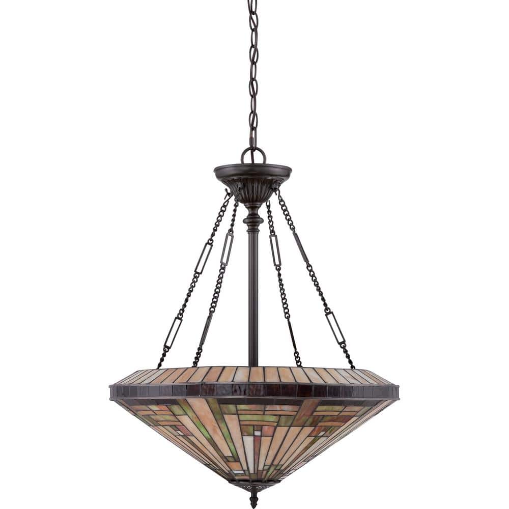 Stephen Vintage Bronze and Glass 4-Light Pendant