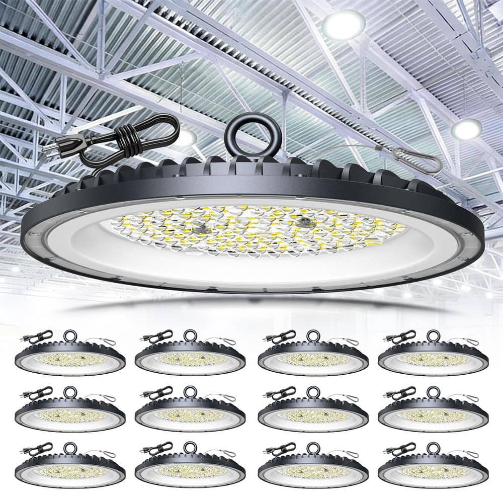 AIKVSXER 10.6 in. Black Integrated LED UFO High Bay Light 45000