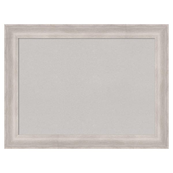 Amanti Art Beachwood Grey Wood Framed Grey Corkboard 33 in. x 25 in. Bulletin Board Memo Board