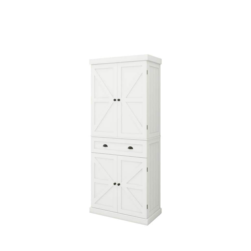 29.92 in. W x 15.75 in. D x 71.65 in. H White Linen Cabinet, 4-Door, 1-Draw