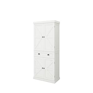 29.92 in. W x 15.75 in. D x 71.65 in. H White Linen Cabinet, 4-Door, 1-Drawer Cabinets