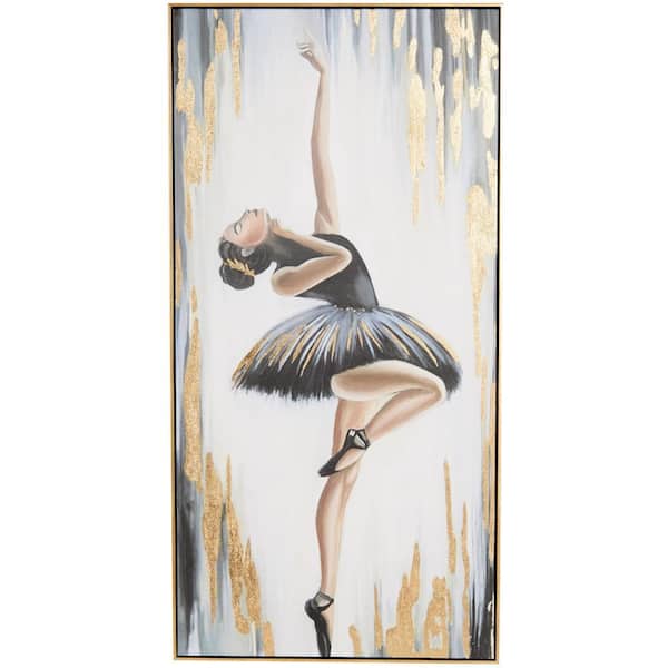 1-Panel Dancer Ballet Framed Wall Art with Black and Gold Foil Accents 59 in. x 30 in.