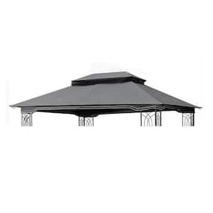 13 ft. x 10 ft. Patio Double Roof Gazebo Replacement Canopy, Top Fabric Only, Gray