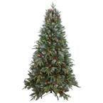 6 ft. PreWithLit Frosted Mixed Berry Pine Artificial Christmas Tree With Clear Lights