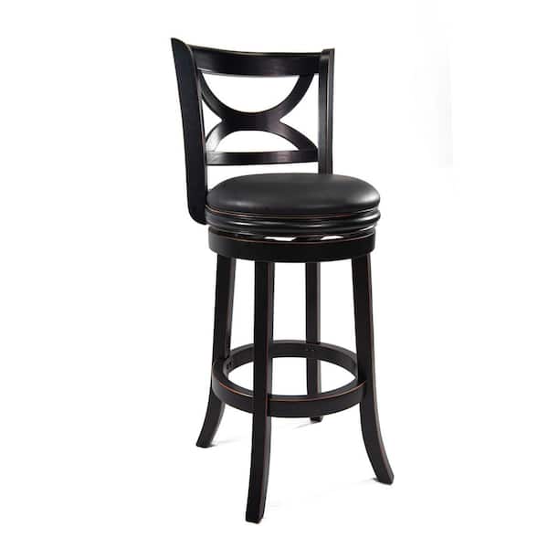 Boraam Florence 29 in. Black Swivel Cushioned Bar Stool