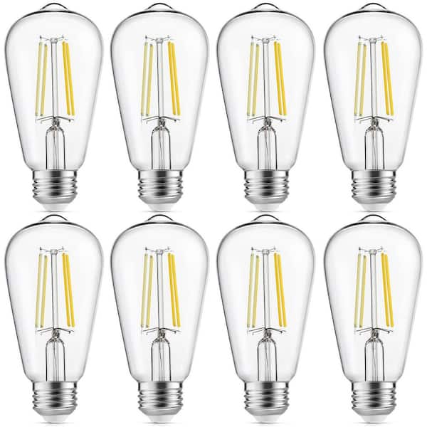 60-Watt Equivalent ST58 Dimmable Vintage Antique Filament LED Light Bulbs, 4000k Cool White 750 Lumens, 90+ CRI, 8-Pack