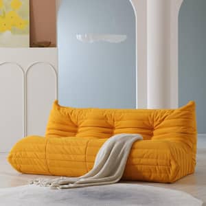 68.9 in. W Armless 1-piece Soft Teddy Velvet Rectangle 3-Seater Floor Sectional Sofa in Yellow