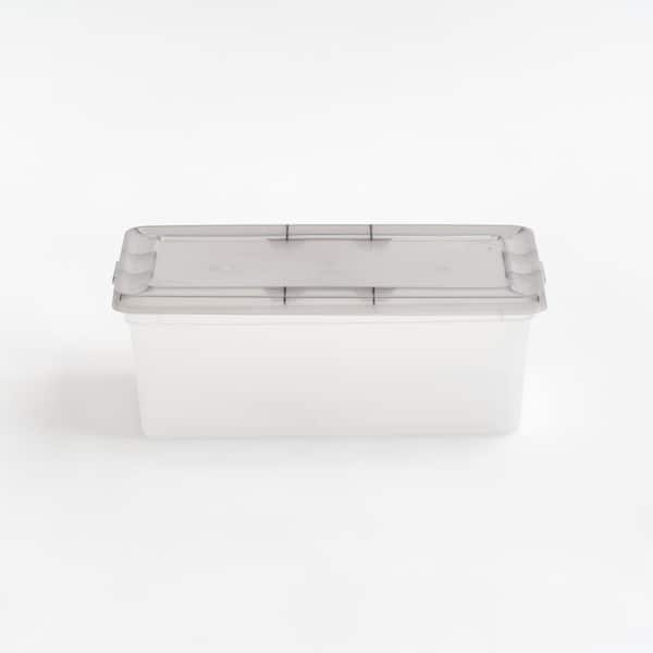 NEW 24.5 Quart Snap Top Clear Plastic Storage Box, Gray, Set of 6