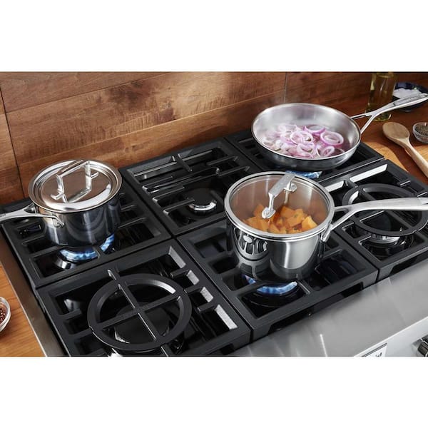 KitchenAid - KGCU462VSS - 36-Inch 4 Burner with Grill, Gas Rangetop,  Commercial-Style-KGCU462VSS