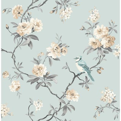 Chinoiserie Blue Floral Blue Wallpaper Sample