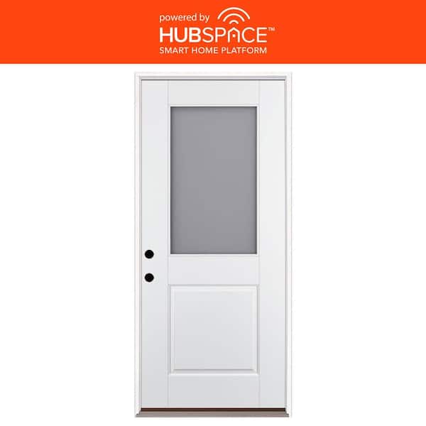 Feather River Doors Smart Glass 36 in. x 80 in. Right Hand Inswing 1/2-Lite Smooth Unfinished Fiberglass Prehung Front Door