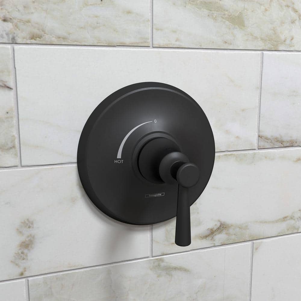 Joleena Matte Black Wall-Mounted Lever Shower Trim Kit