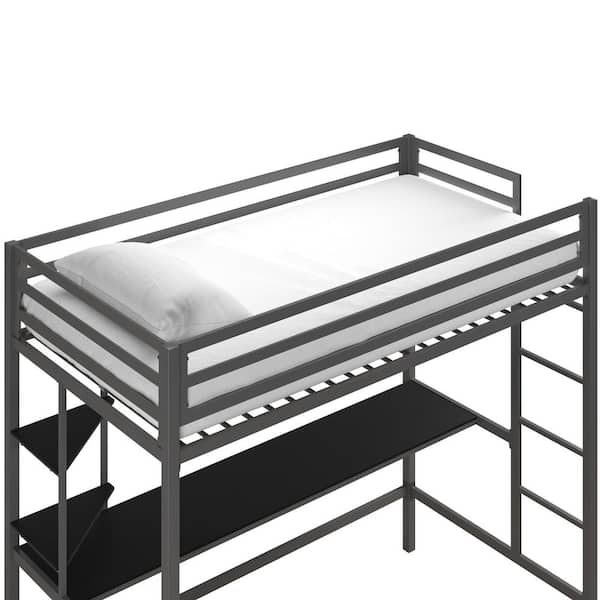 Novogratz Maxwell Metal Twin Loft Bed, Maxwell Metal Loft Bed With Desk And Shelves