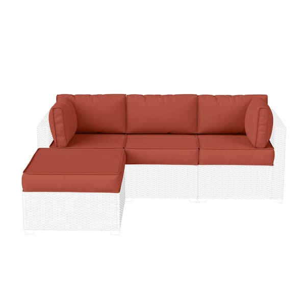 Kimunuk 25.6 in. x 25.6 in. x 4 in. (9-Piece) Deep Seating Outdoor Lounge Chair Sectional Cushion Terra Red