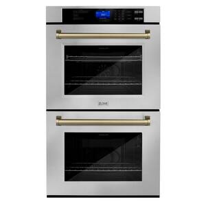 30 in. Electric Double Wall Oven with Self Clean and True Convection in Stainless Steel and Champagne Bronze